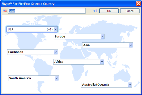 Skype Web Toolbar Country Selector
